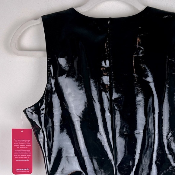 Commando Goth Indie Sleeze Faux Patent Leather Sleeveless Bodysuit Black S - Picture 9 of 16